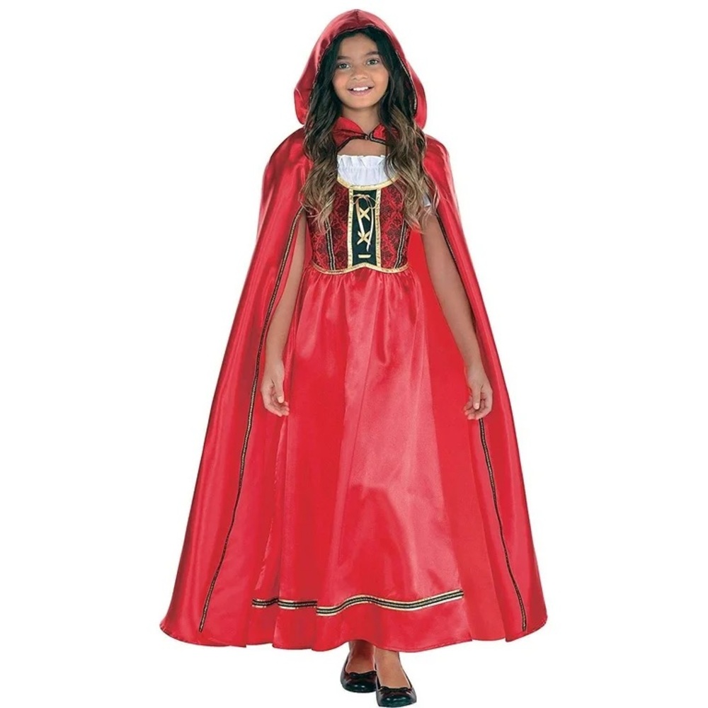 Girls Fairytale Riding Hood Costume Small, New